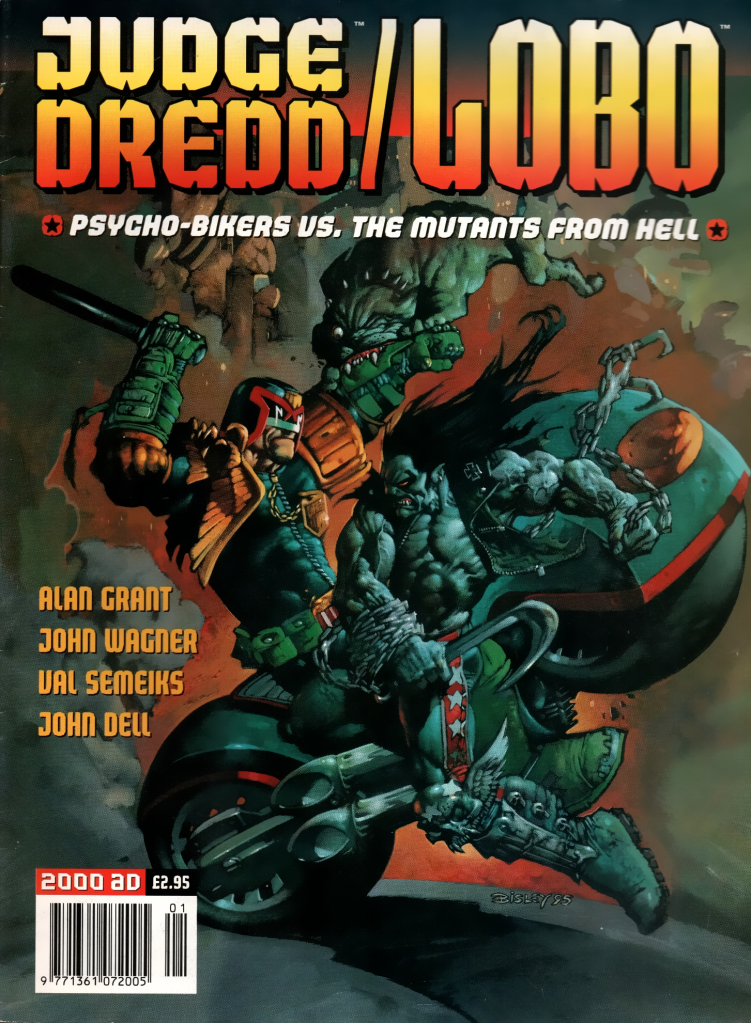 Judge Dredd vs Lobo cover by Simon Bisley