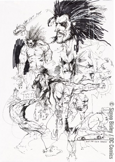 Early anatomical study of Lobo by Simon Bisley