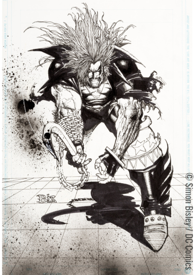 Inked Lobo drawing by Simon Bisley